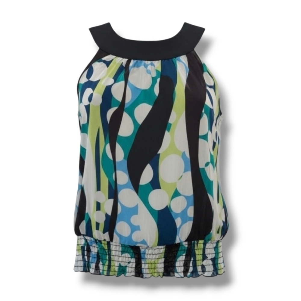 Trixxi Multicolor Sleeveless Smocked Waist Blouse – Women’s Small